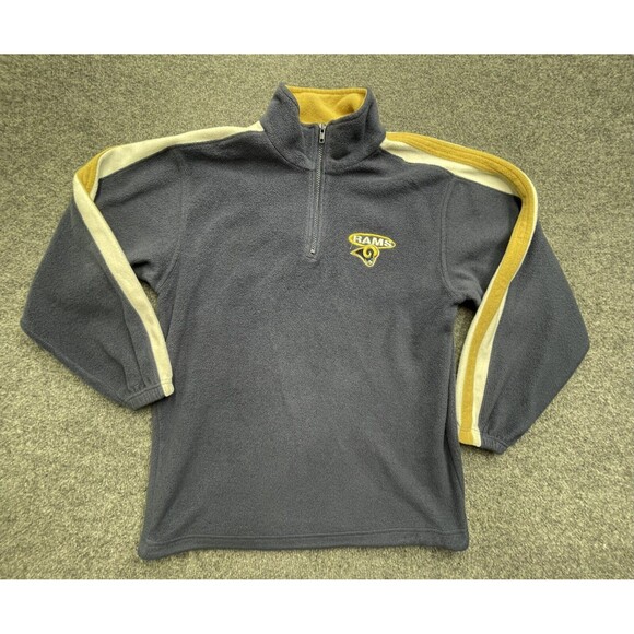 NFL St Louis Rams 1/4 Zip Sweater Mens Medium Fleece Zip Sweater Y2K - Picture 2 of 7